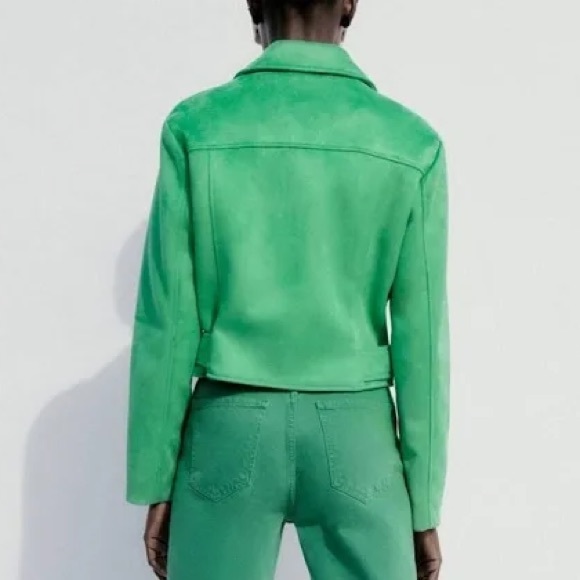 Zara Green Suede Moto Jacket - Discontinued Style! - Picture 3 of 9